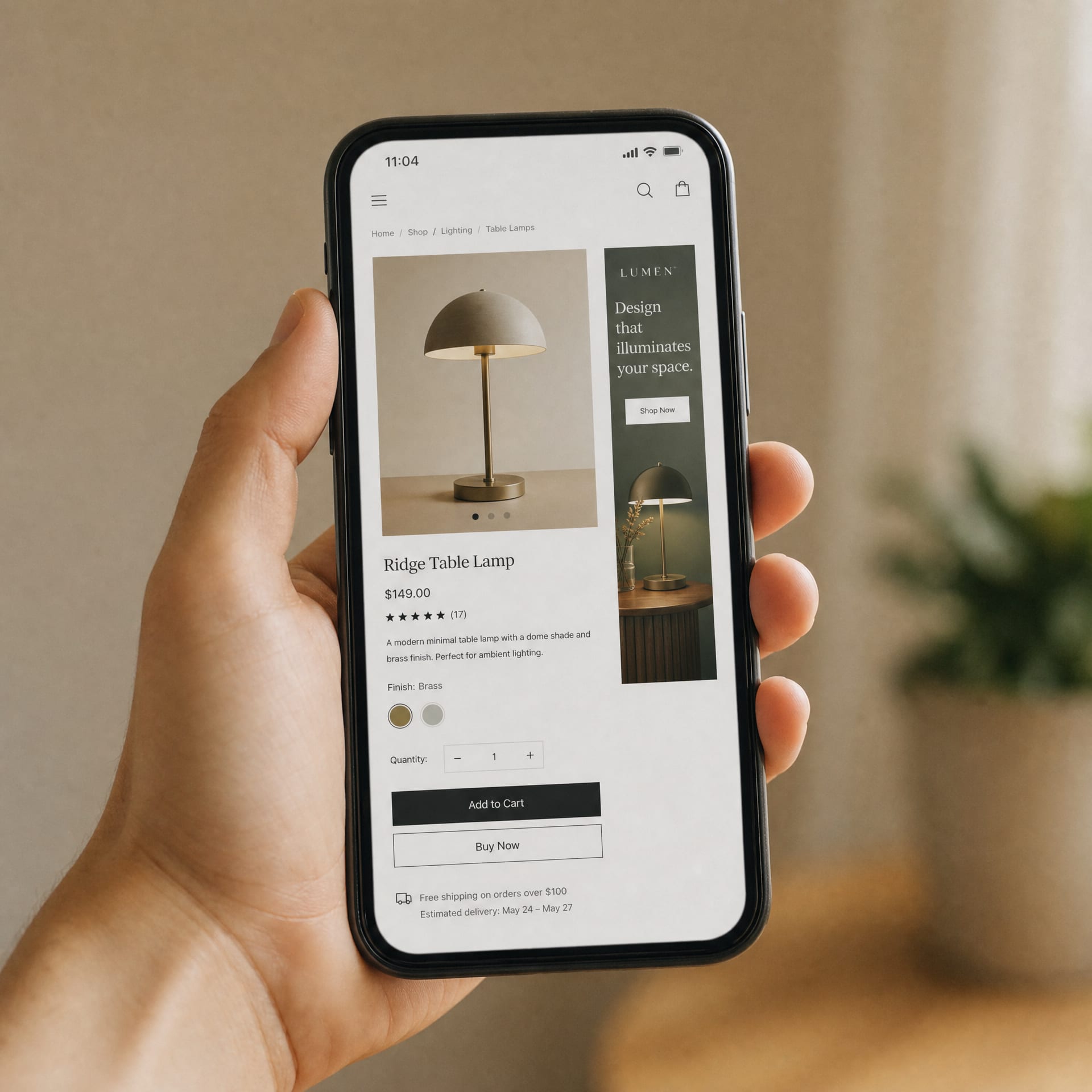 A phone screen showing an Amazon product detail page with a Sponsored Display ad placement sitting in the right-hand column beside the price block.