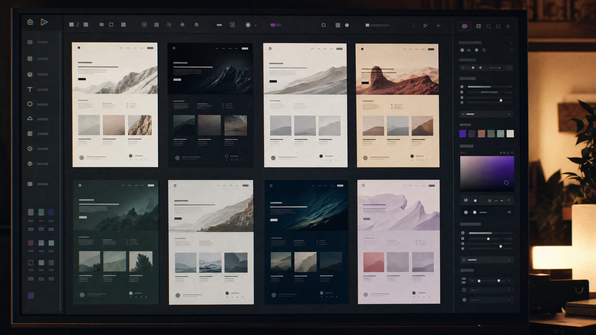 The hub4You platform producing on-brand website layout variants from a single brand system.