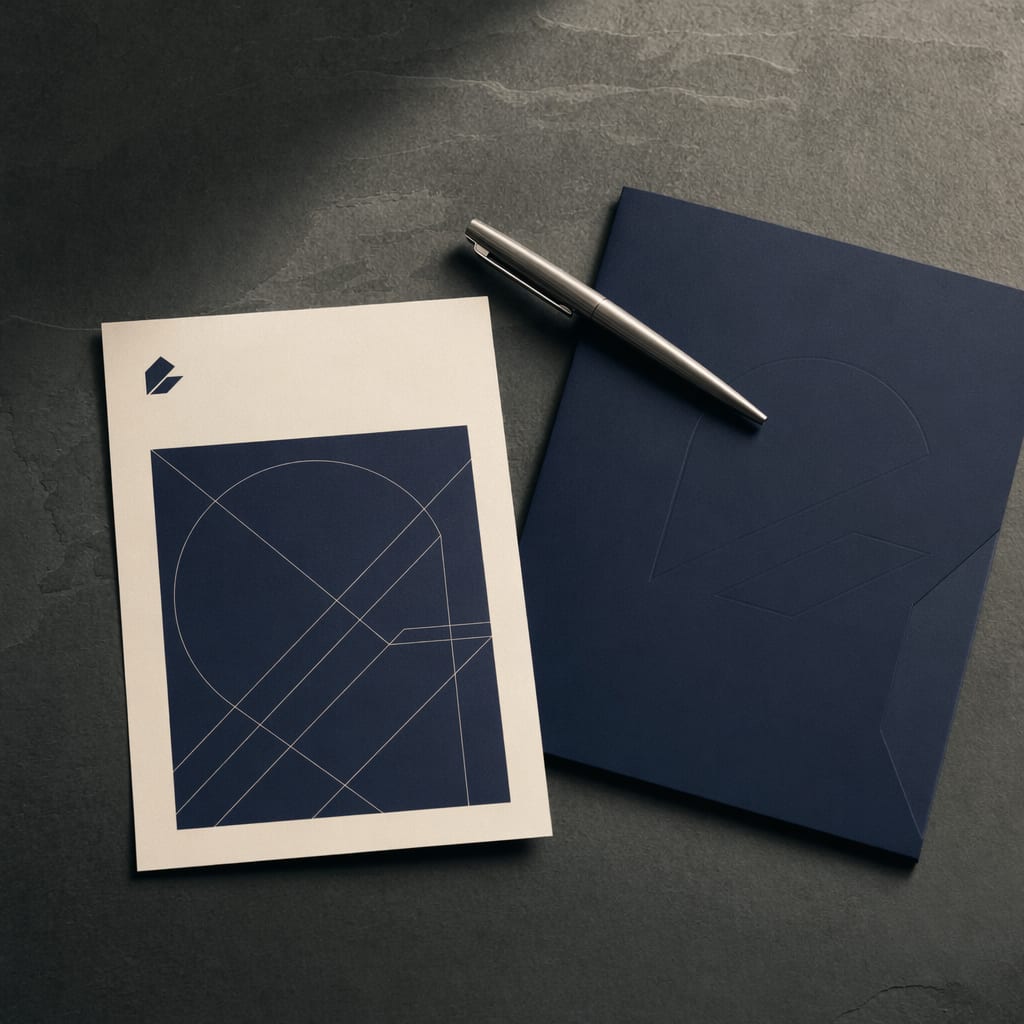 A navy Axiom Series B press cover on slate, an example of the release work we ship.