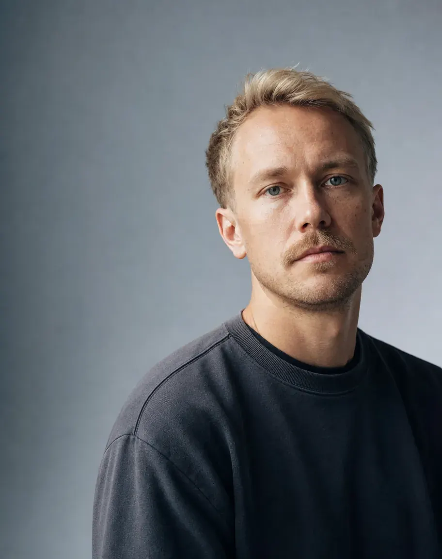 Editorial studio portrait of Finn Korhonen, Motion Designer at hubStudio.