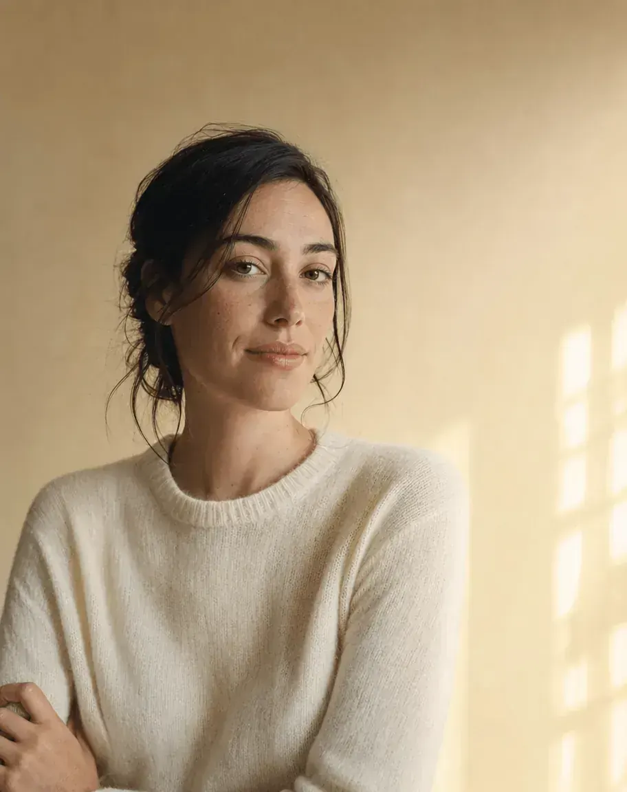 Editorial studio portrait of Léa Moreau, Art Director at hubStudio.