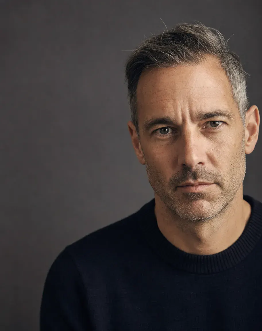 Editorial studio portrait of Marcus Sullivan, Creative Director at hubStudio.