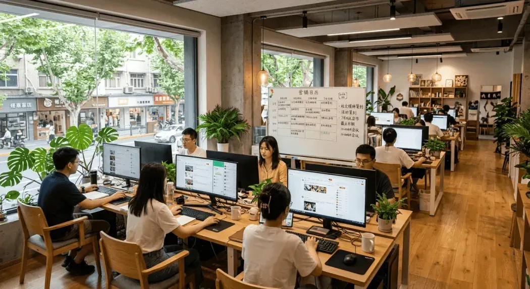 The hubStudio production floor in China, a working studio of editors, directors and AIGC engineers.