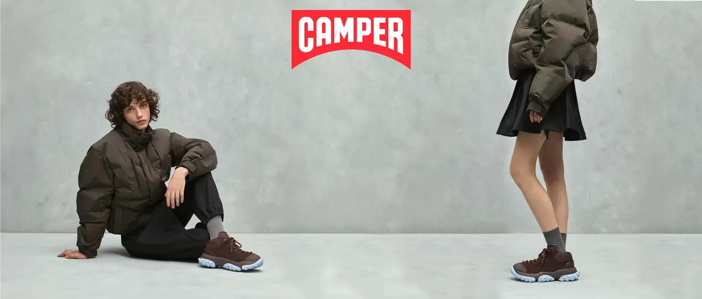 Camper lifestyle visual placing the footwear in a Gen Z-relevant Chinese scene.